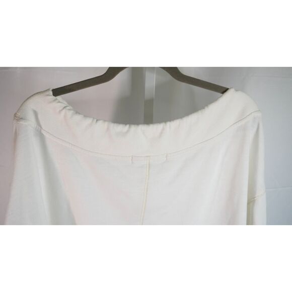 We the Free Medium Ivory Drawstring Cinch Boat Neck and Bottom Terry Pullover - Picture 5 of 7